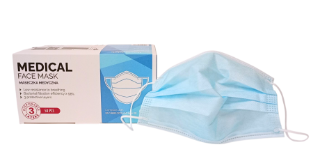 Przejdź do produktu Maska chirurgiczna 3w MEDICAL z gumką Nieb a'50