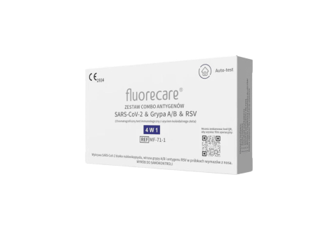 Przejdź do produktu Test 4w1 FLUORECARE Covid +  Grypa A i B + RSV
