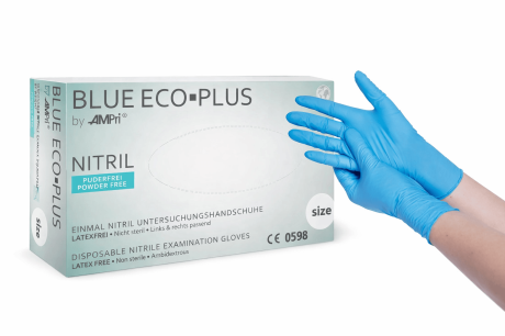 Przejdź do produktu Rękawice Nitrylowe Medyczne Ampri Blue Eco-Plus - Rozmiar S-XL (100 szt.)