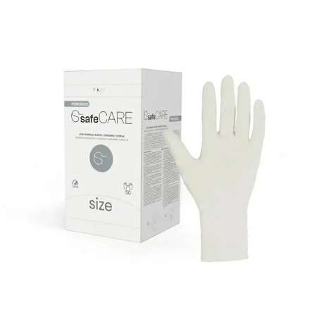 Przejdź do produktu Rękawice chirurgiczne lateksowe safeCARE jałowe pudrowane (1 para) – Sterylne