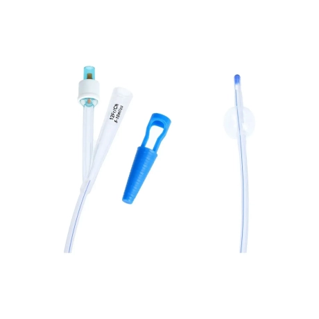 Przejdź do produktu Cewnik urologiczny Foley'a, dwudrożny z plastikową zastawką i znacznikiem kontrastu silikonowy 100% Zarys – różne warianty