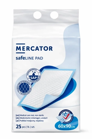Przejdź do produktu Podkłady chłonne jednorazowe 60x90 cm SafeLINE PAD SAP 1168 ml – 25 szt. Mercator
