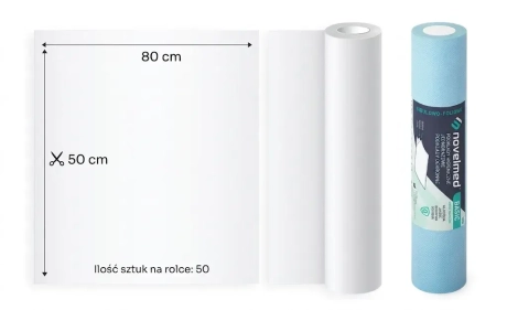 Przejdź do produktu Podkład medyczny bibułowo-foliowy 50x80 cm NOVELMED BASIC 3-warstwowy – 50 szt. / 40 mb, różne kolory