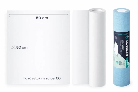 Przejdź do produktu Podkład medyczny bibułowo-foliowy 50x50 cm NOVELMED BASIC 3-warstwowy – 80 szt. / 40 mb, różne kolory