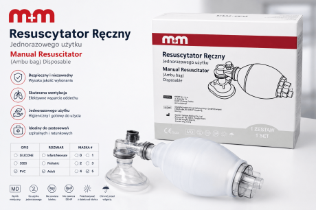 Przejdź do produktu Resuscytator Ręczny Jednorazowy PVC EMTIM – Adult i Pediatric | Różne Warianty