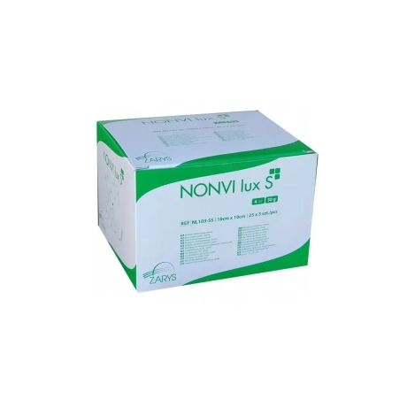 Przejdź do produktu Kompres włókninowy jałowy z wycięciem Y 10 × 10 cm NONVI lux S Zarys – sterylny opatrunek do cewników i drenów, 1 saszetka (5 kompresów)